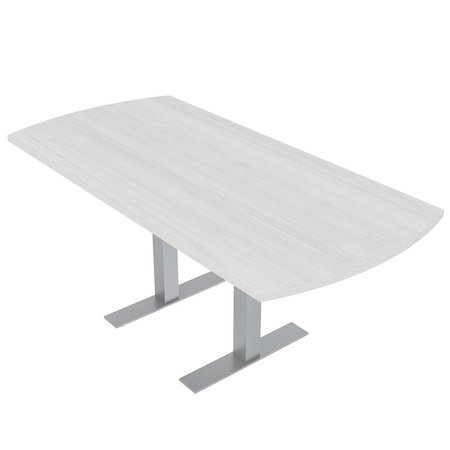 SKUTCHI DESIGNS 6Ft Conference Table T-Legs, Arc Rectangle Shaped, 6 Person Table, Harmony Series, White Cypress HAR-AREC-34X70-T-WHCYPRESS